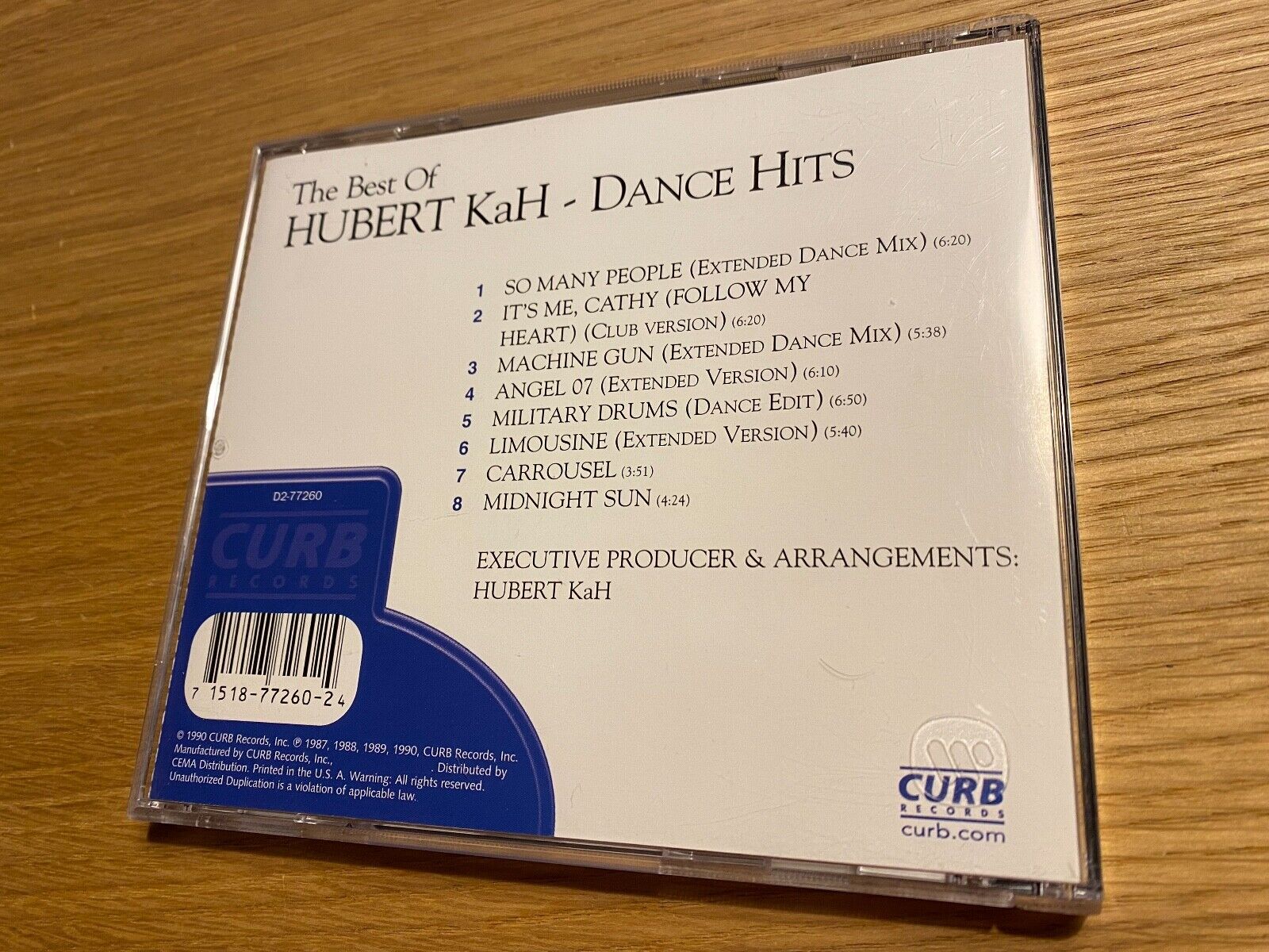 HUBERT KAH "THE BEST OF DANCE HITS" 1990 CURB RECORDS USA PRESS 8 TRACK CD ALBUM