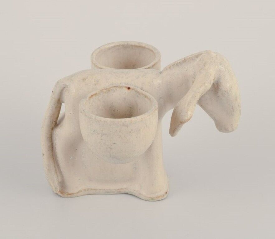 Edith Sonne for Saxbo, Denmark. Small ceramic candlestick. Mid-20th C.