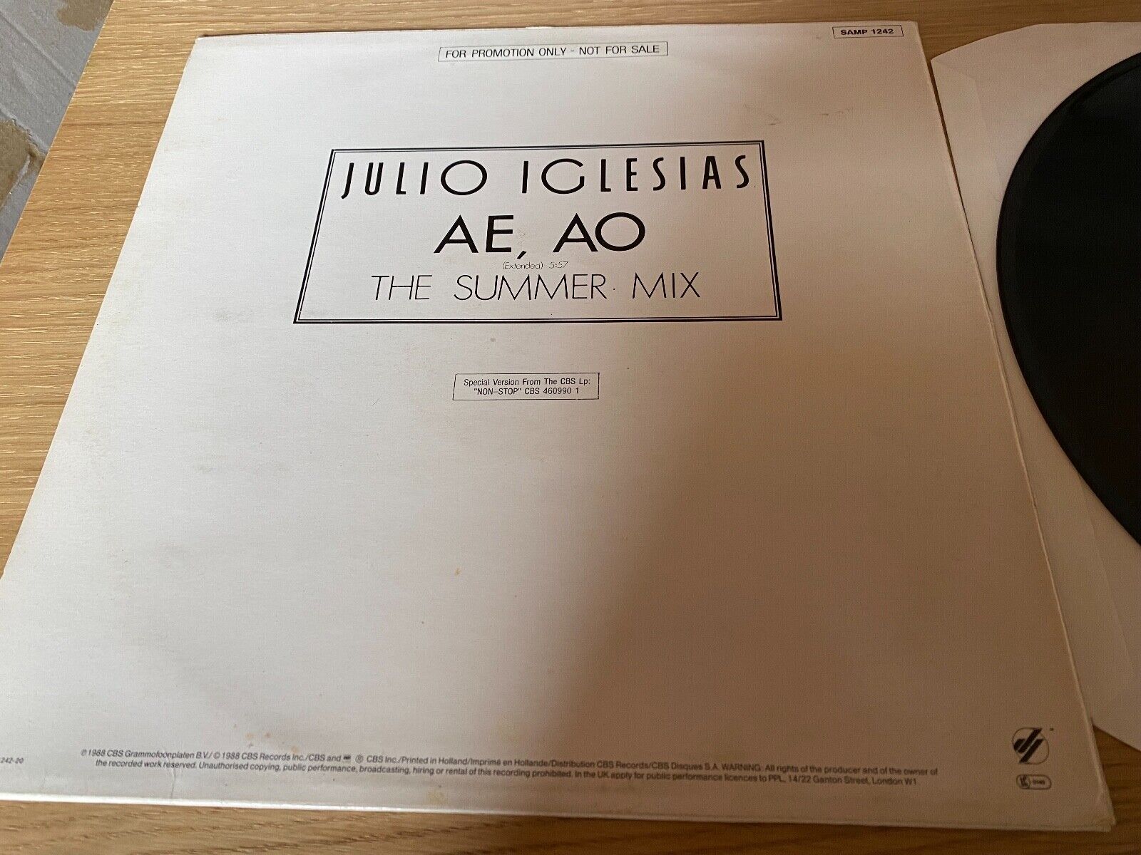 JULIO IGLESIAS "AE AO" THE SUMMER MIX PROMOTIONAL COPY 1988 VINYL MAXI SINGLE**