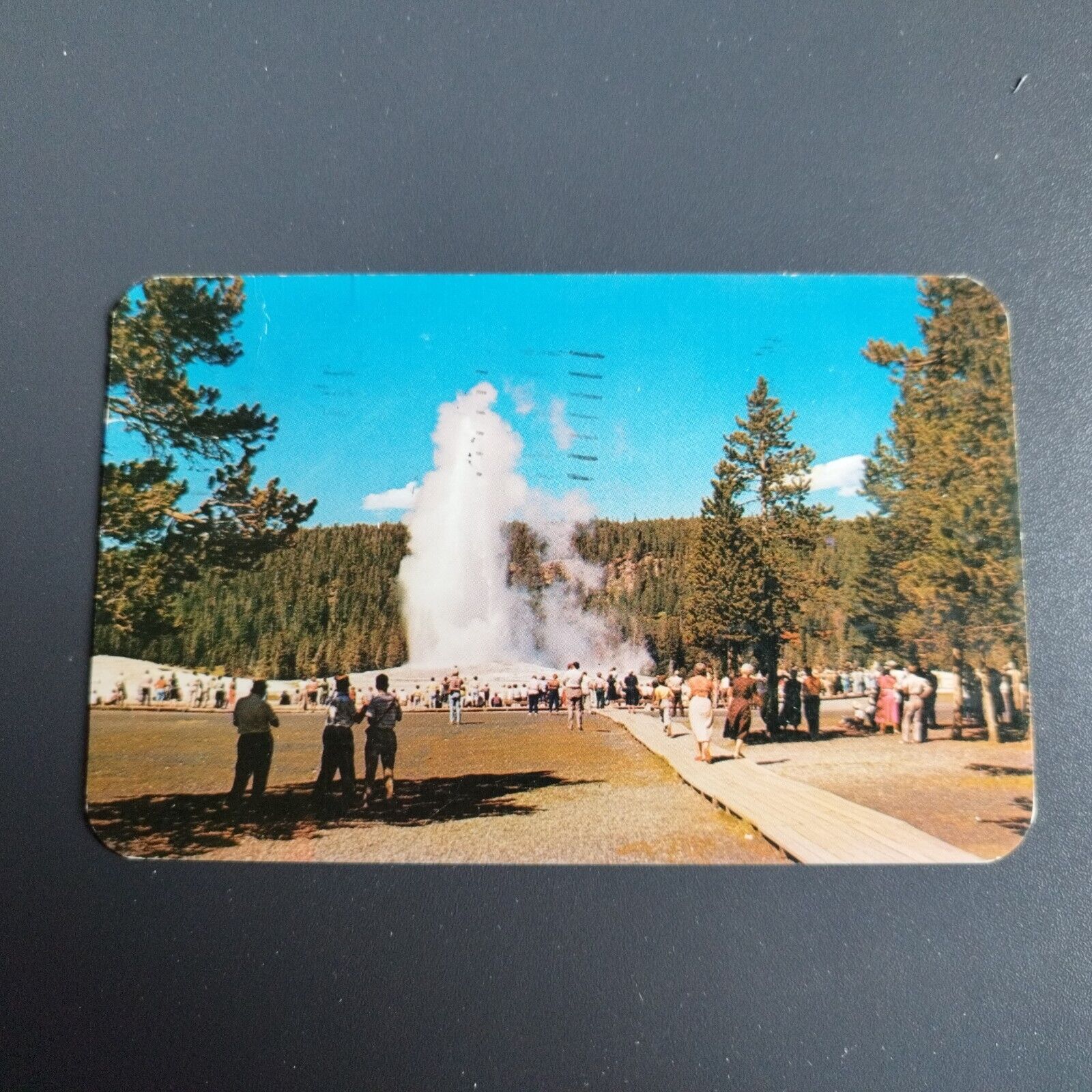 Montana Old Faithful Geyser and Inn Yellowstone National Park 1957