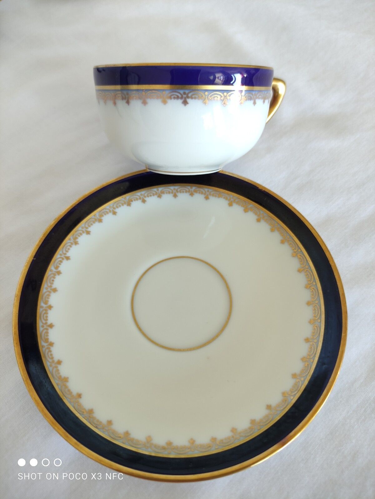 Antique Rosenthal Porcelain 8 Demitasse and Saucers Blue Gold Dec