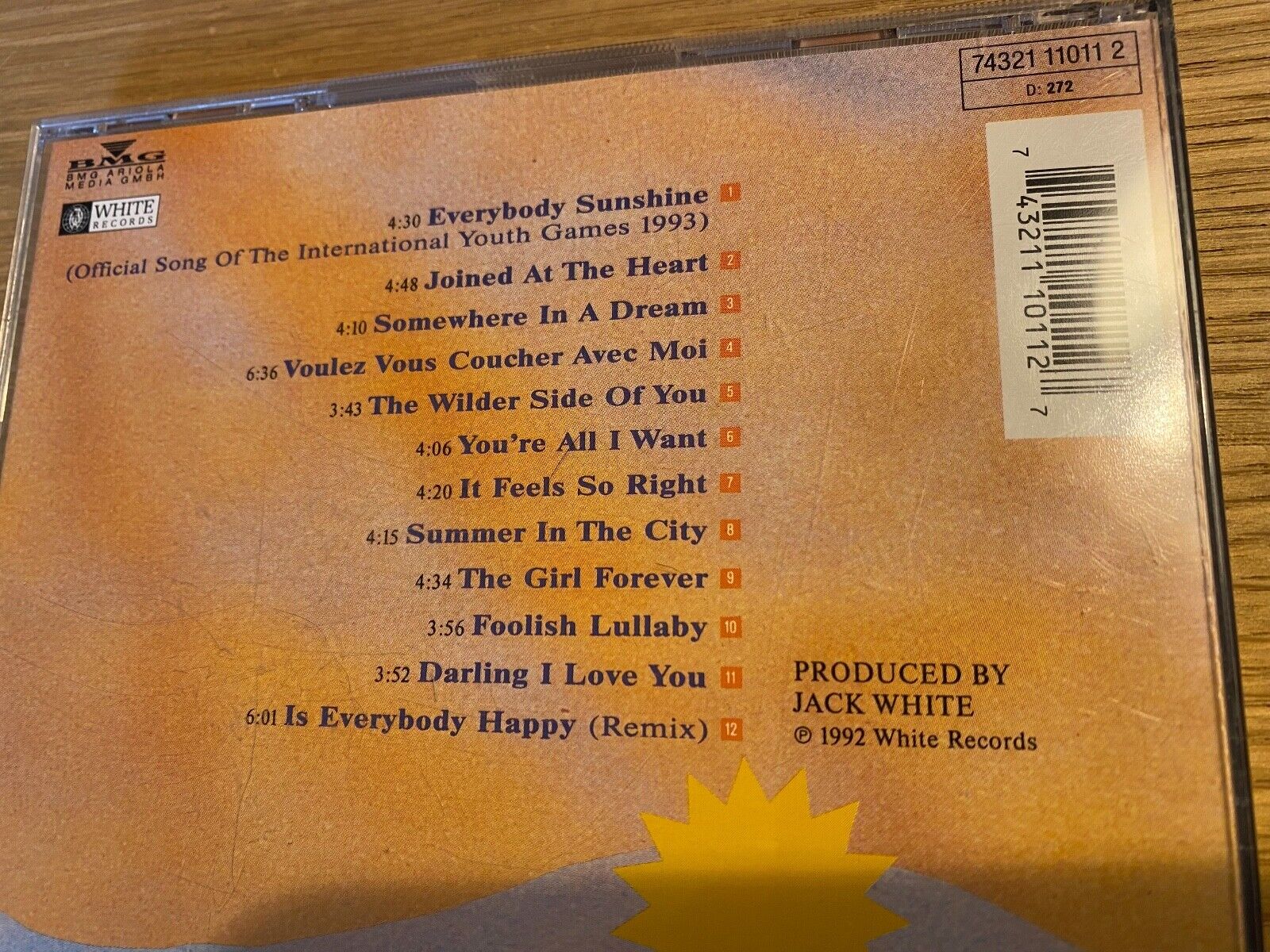 DAVID HASSELHOFF EVERYBODY SUNSHINE 1992 CD ALBUM 12 TRACK WHITE RECORDS GERMANY