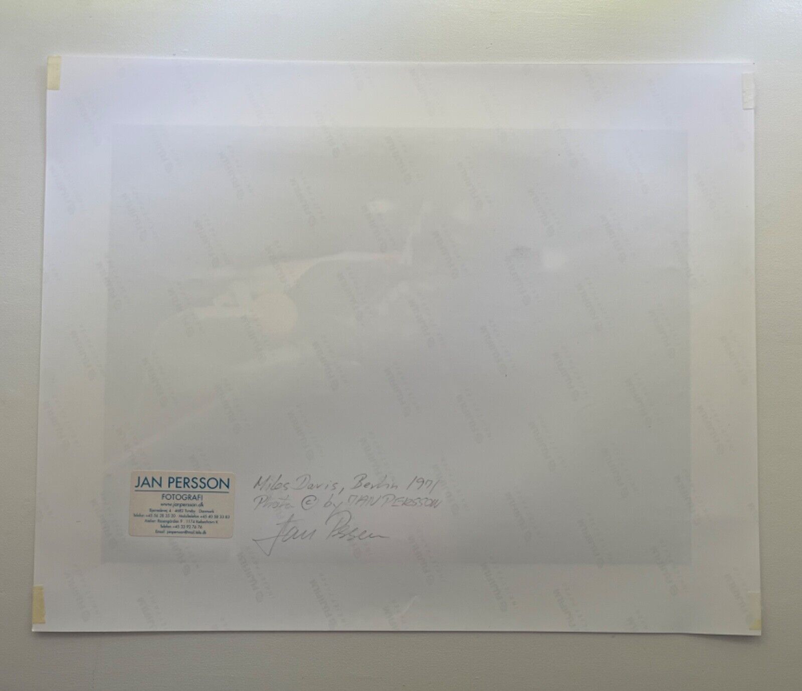 Unique photo of Miles Davis 1:1 by Jan Persson  Estate Sale signed