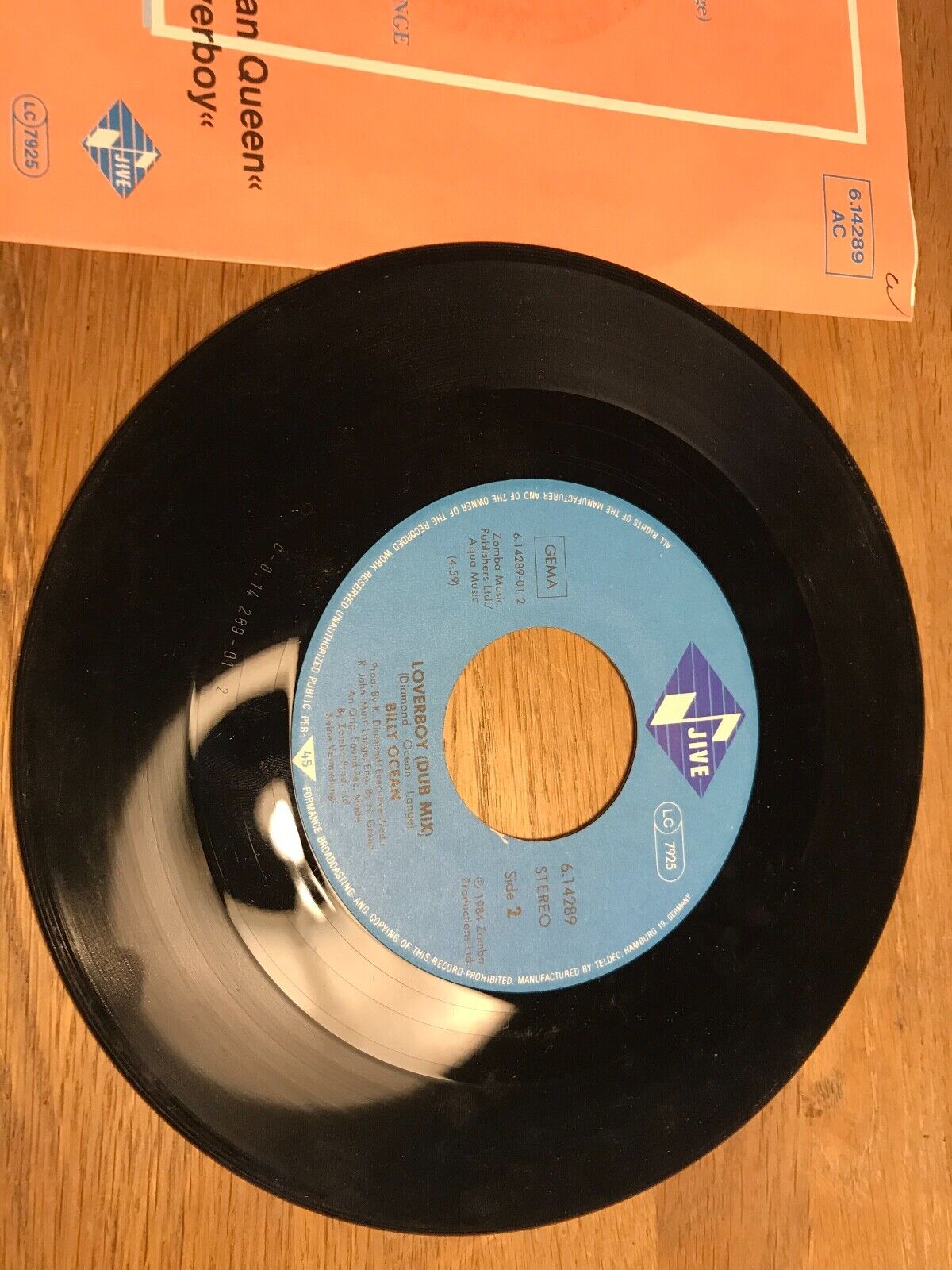 BILLY OCEAN "LOVERBOY" SINGLE  DUB MIX 1984 JIVE RECORDS WEST GERMANY VINYL 7"*