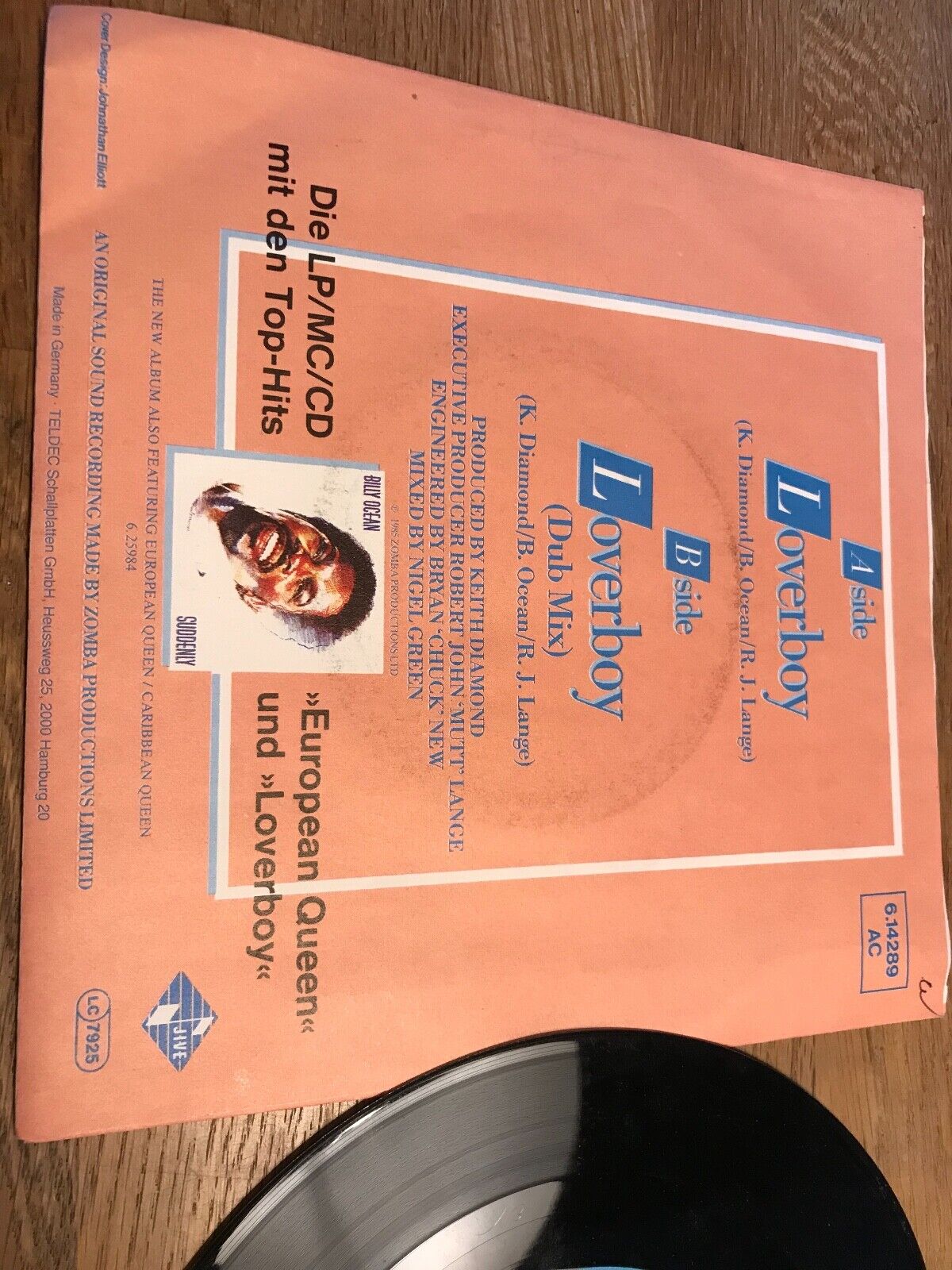 BILLY OCEAN "LOVERBOY" SINGLE  DUB MIX 1984 JIVE RECORDS WEST GERMANY VINYL 7"*