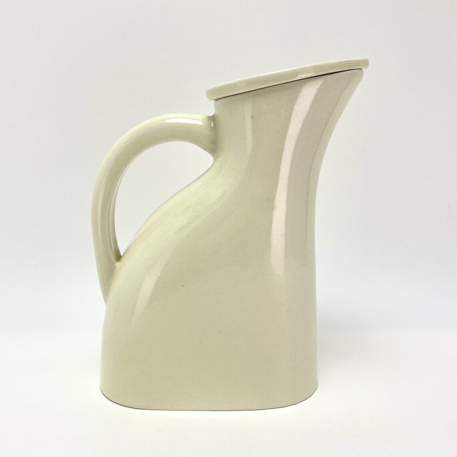 Vtg Danish Modern Ceramic Jug Pitcher w Lid Cream Glaze Rigmor Als Barware