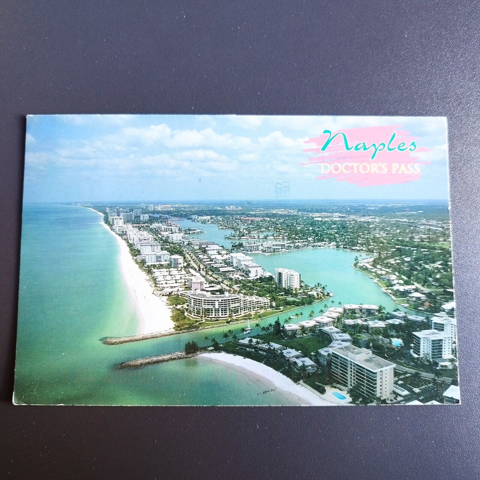 Florida Naples Doctor's Pass Aerial view looking north 