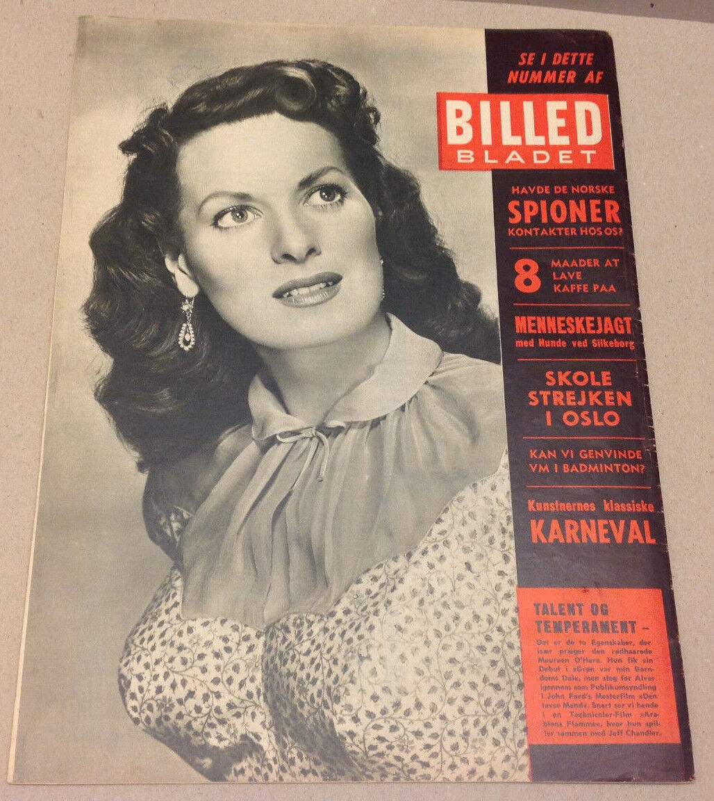 KING FREDERIK DENMARK MAUREEN O'HARA BACK VTG DANISH Magazine Billed-Bladet 1954