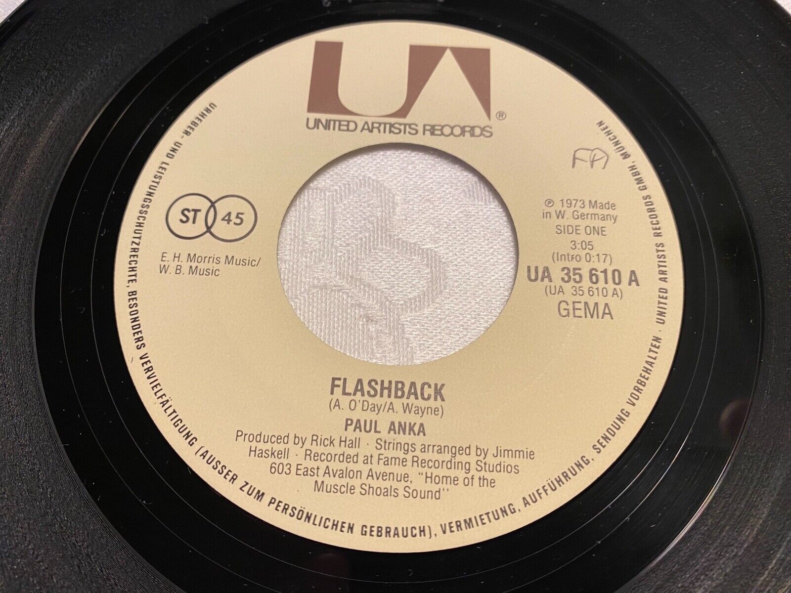 PAUL ANKA "FLASHBACK/LET ME GET TO KNOW YOU" 1973 UNITED ARTISTS RECORDS 45 RPM*