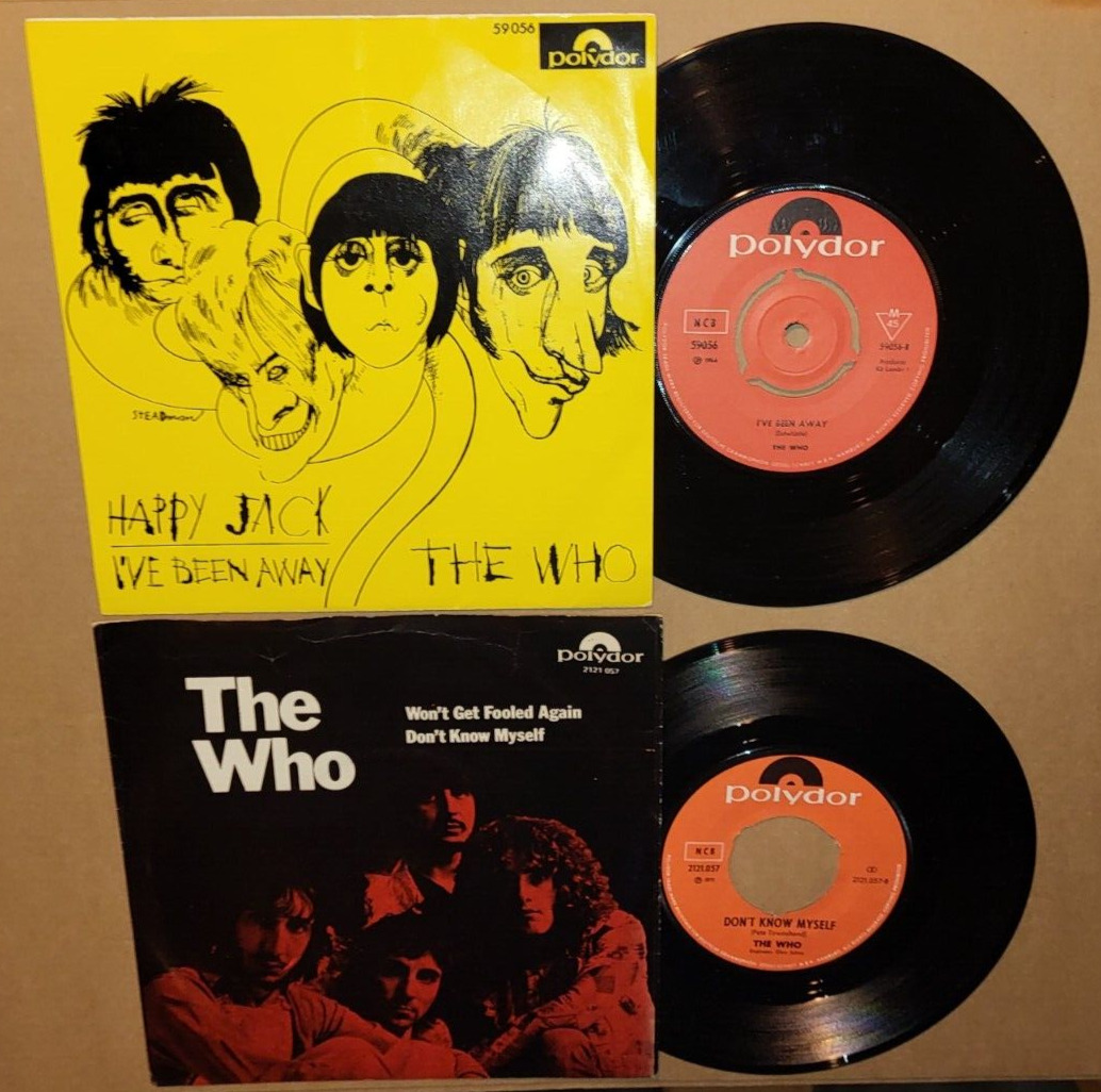 The WHO Happy Jack + Won't Get Fooled Again 7'' 45's Picture sleeves lot