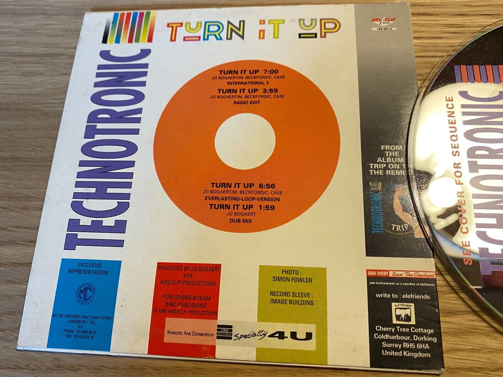 TECHNOTRONIC "TURN IT UP" 4 TRACK CD SINGLE 1990 ARS/CLIP RECORDS MINI LP COVER*