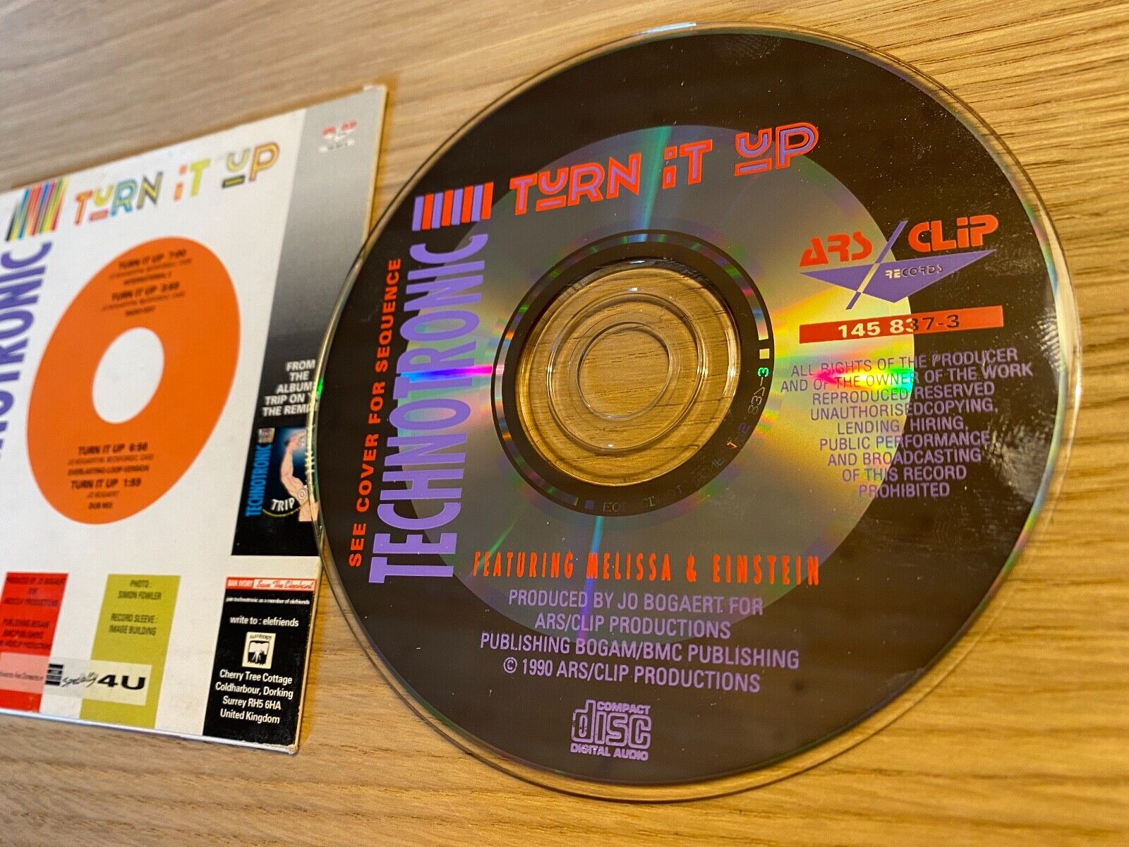 TECHNOTRONIC "TURN IT UP" 4 TRACK CD SINGLE 1990 ARS/CLIP RECORDS MINI LP COVER*