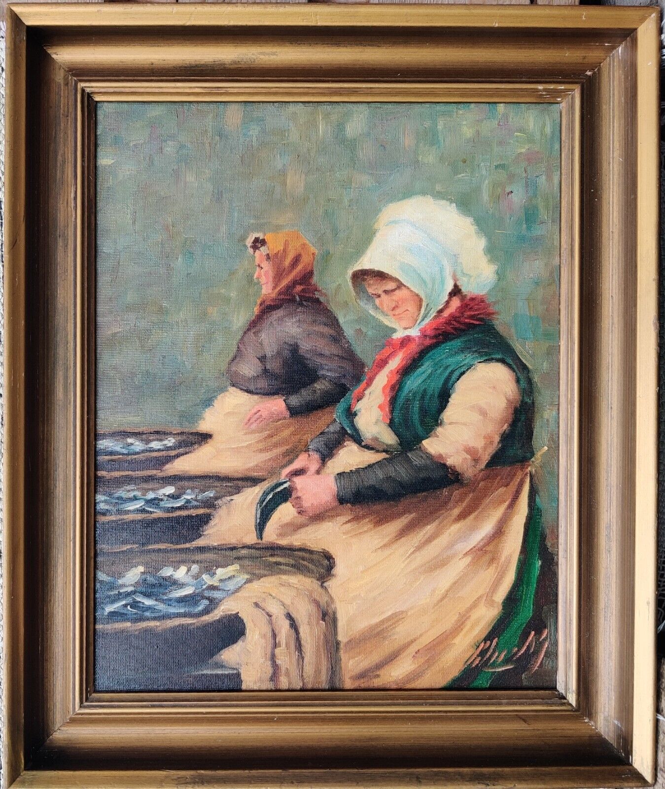 Sören Christian Bjulff (1890-1958): FISH VENDORS original oil painting