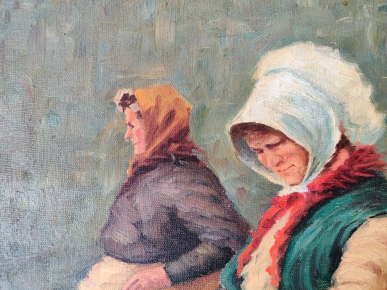 Sören Christian Bjulff (1890-1958): FISH VENDORS original oil painting