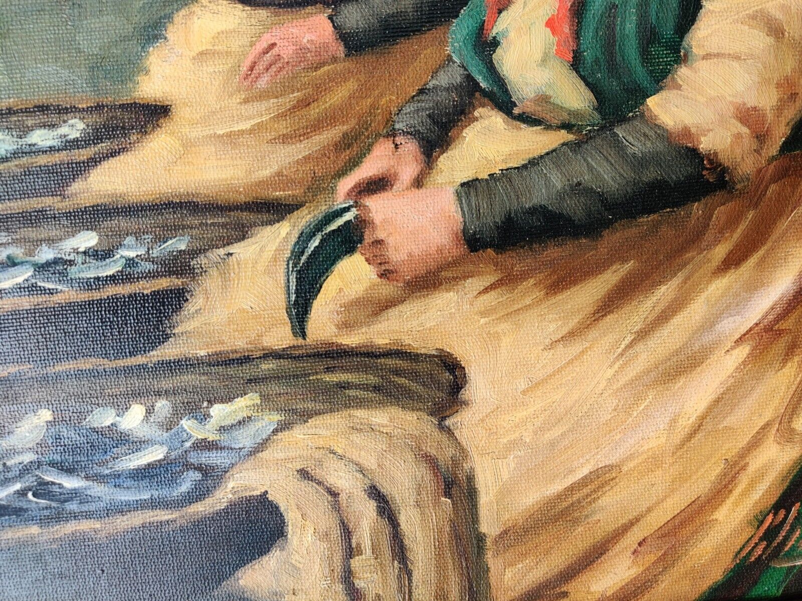 Sören Christian Bjulff (1890-1958): FISH VENDORS original oil painting