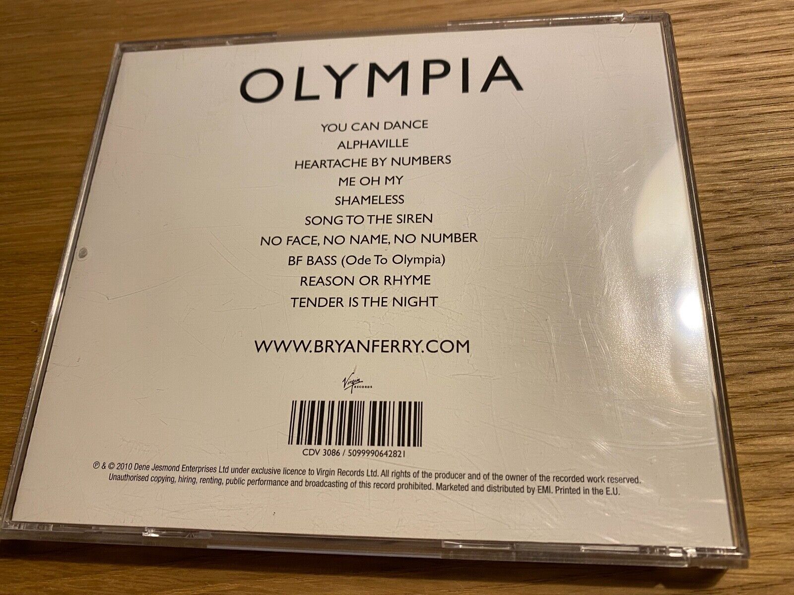 BRYAN FERRY "OLYMPIA" 2010 CD ALBUM 10 TRACK VIRGIN RECORDS KATE MOSS ON COVER**