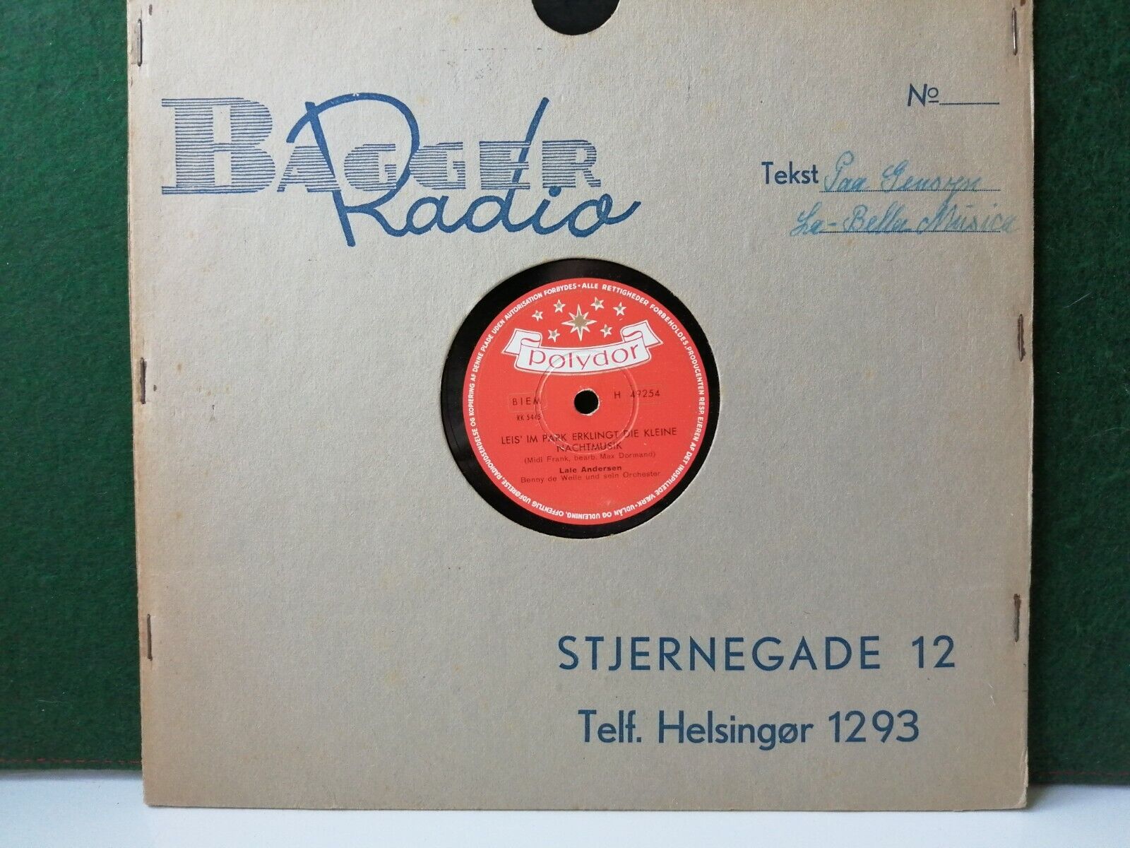 78 RPM  shellacLALE ANDERSENDie RosenSie Blünen Nur Im MaiPolydor H 49254