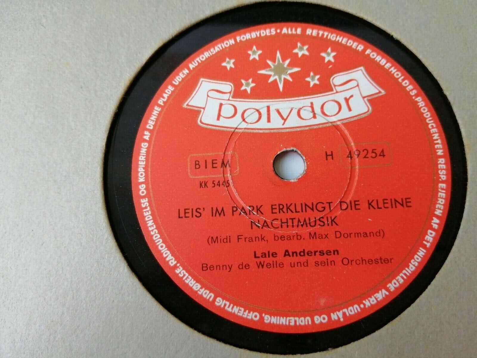 78 RPM  shellacLALE ANDERSENDie RosenSie Blünen Nur Im MaiPolydor H 49254