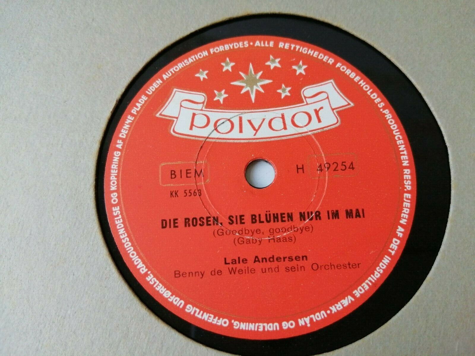 78 RPM  shellacLALE ANDERSENDie RosenSie Blünen Nur Im MaiPolydor H 49254