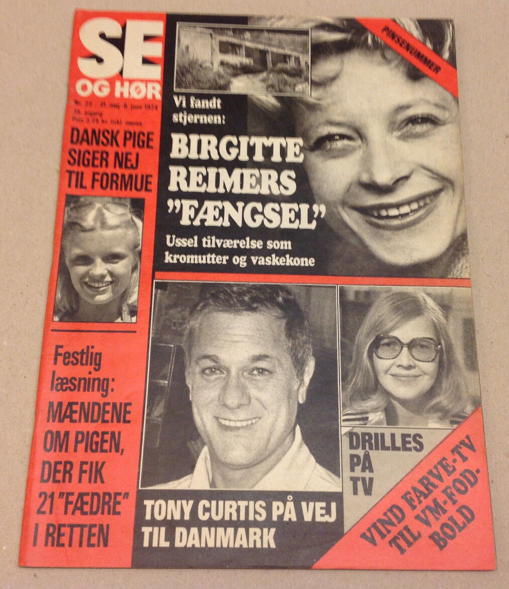 TONY CURTIS FRONT COVER HOLIDAY IN DENMARK RUMORS VINTAGE Danish Magazine 1974