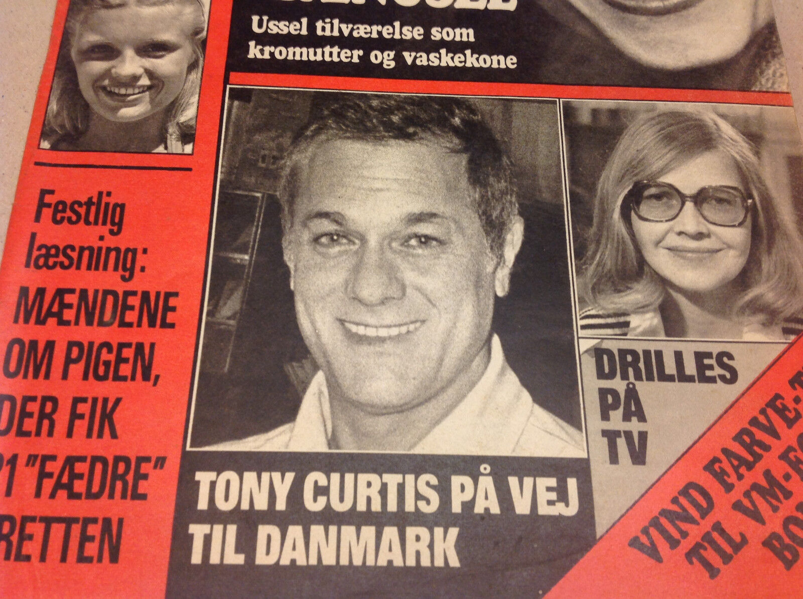 TONY CURTIS FRONT COVER HOLIDAY IN DENMARK RUMORS VINTAGE Danish Magazine 1974