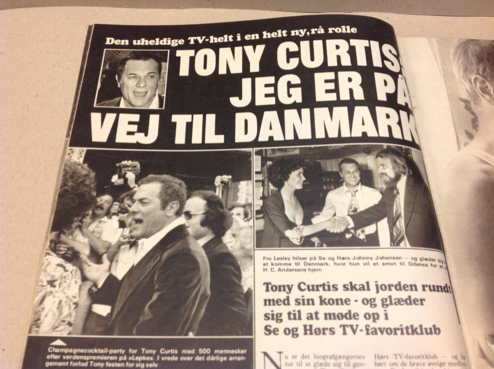 TONY CURTIS FRONT COVER HOLIDAY IN DENMARK RUMORS VINTAGE Danish Magazine 1974