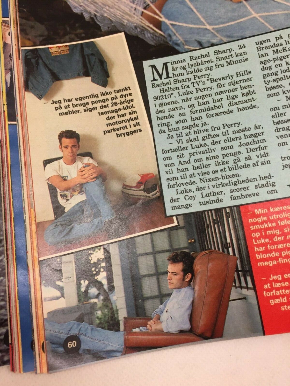 Luke Perry Dylan McKay Beverly Hills 90210 Danish Magazine 1992 "Se og Hoer"