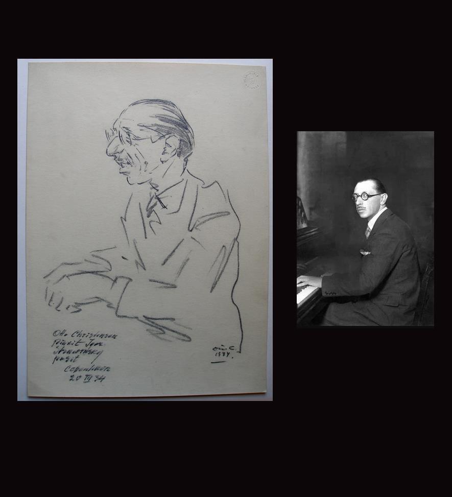 Rare Autographed portrait of Russian composer Igor Stravinsky. Dated 1934..