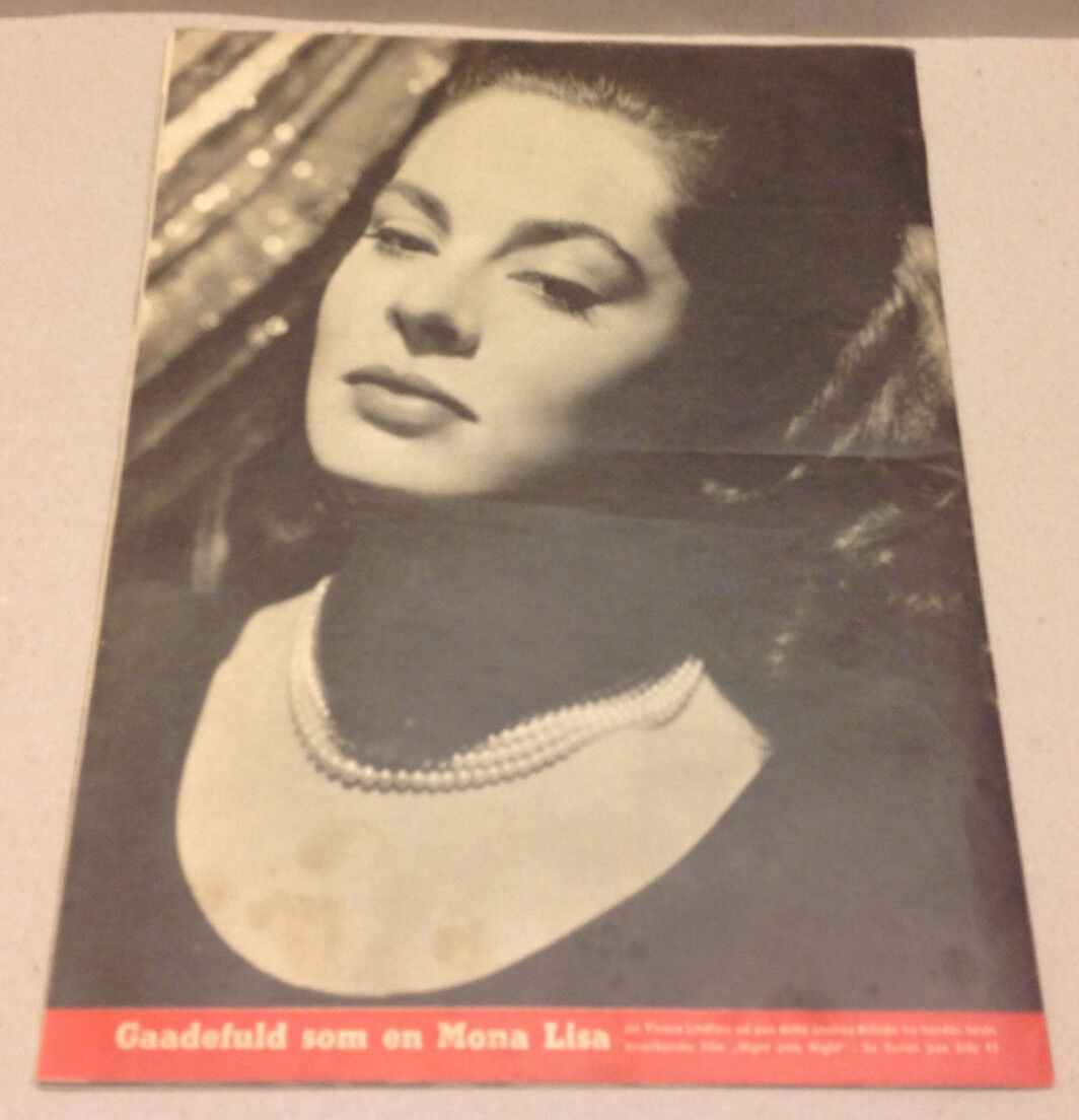 VIVECA LINDFORS NIGHT UNTO NIGHT ON BACK VTG DANISH Magazine Billed-Bladet 1950