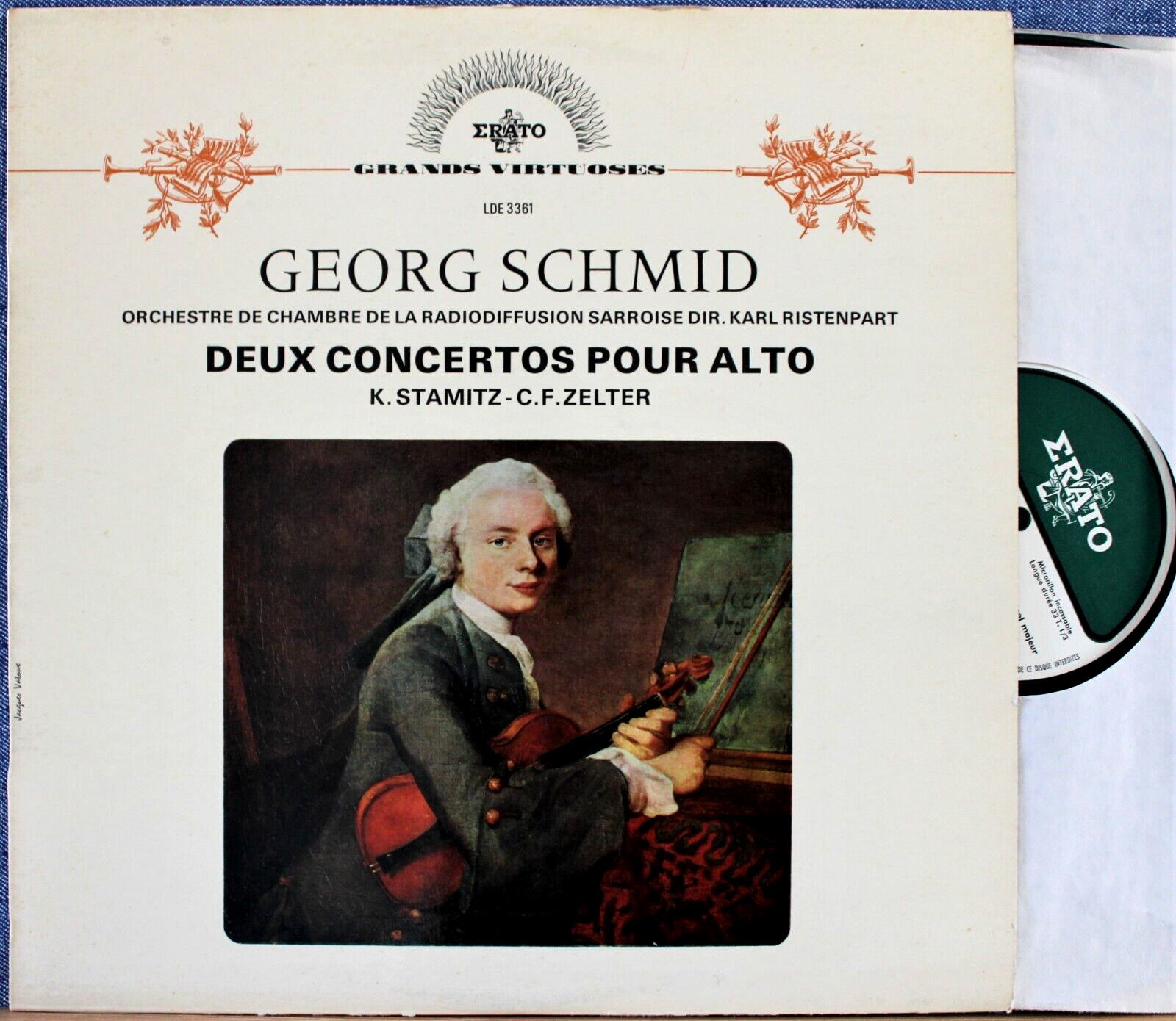 Schmid; Ristenpart Stamitz + Zelter (Viola concertos) Erato LDE 3361 NM