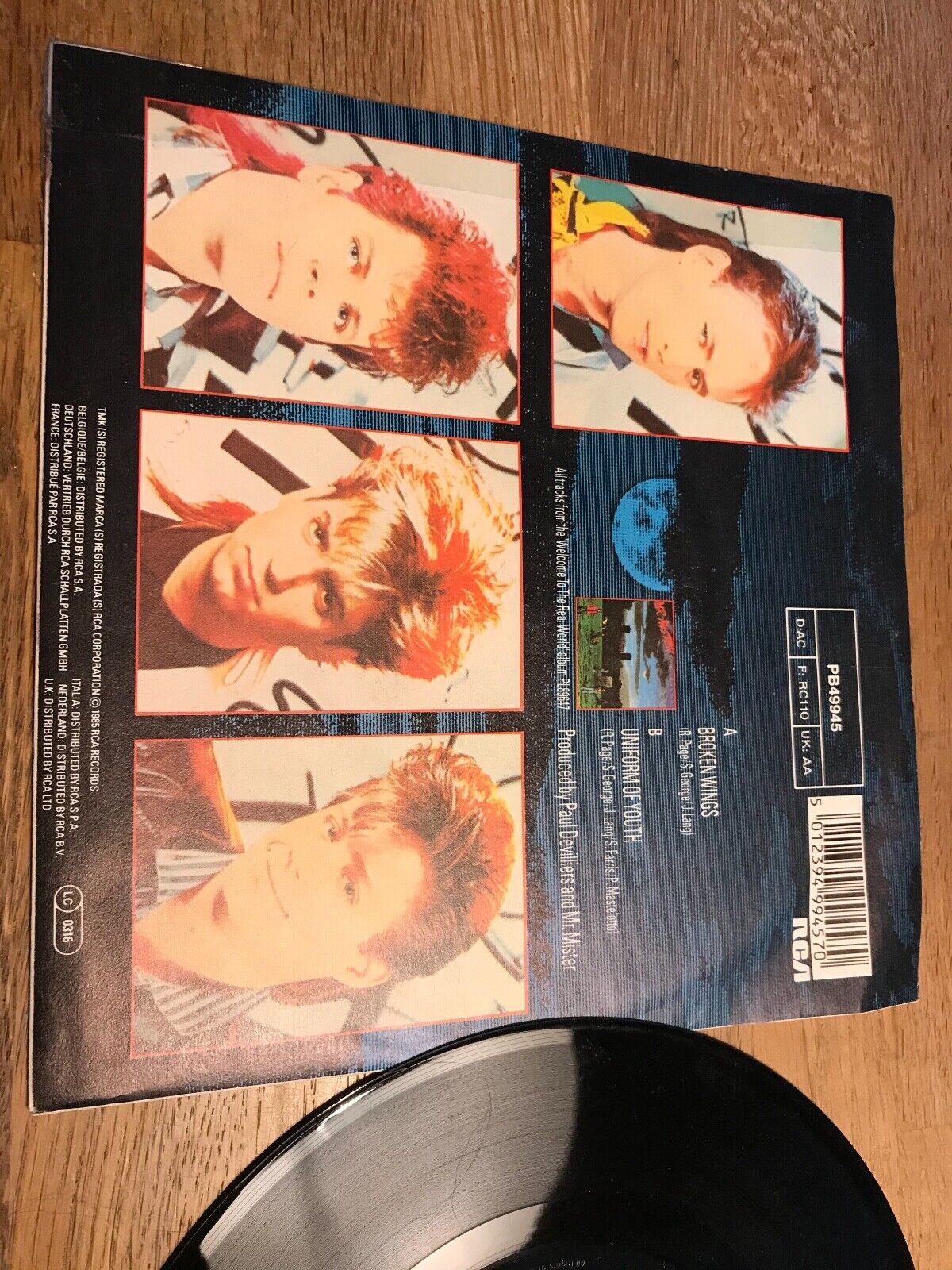 MR MISTER "BROKEN WINGS / UNIFORM OF YOUTH" 1985 RCA RECORDS WEST GERMANY VINYL