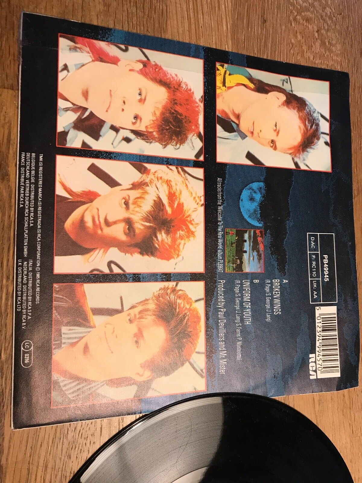 MR MISTER "BROKEN WINGS / UNIFORM OF YOUTH" 1985 RCA RECORDS WEST GERMANY VINYL