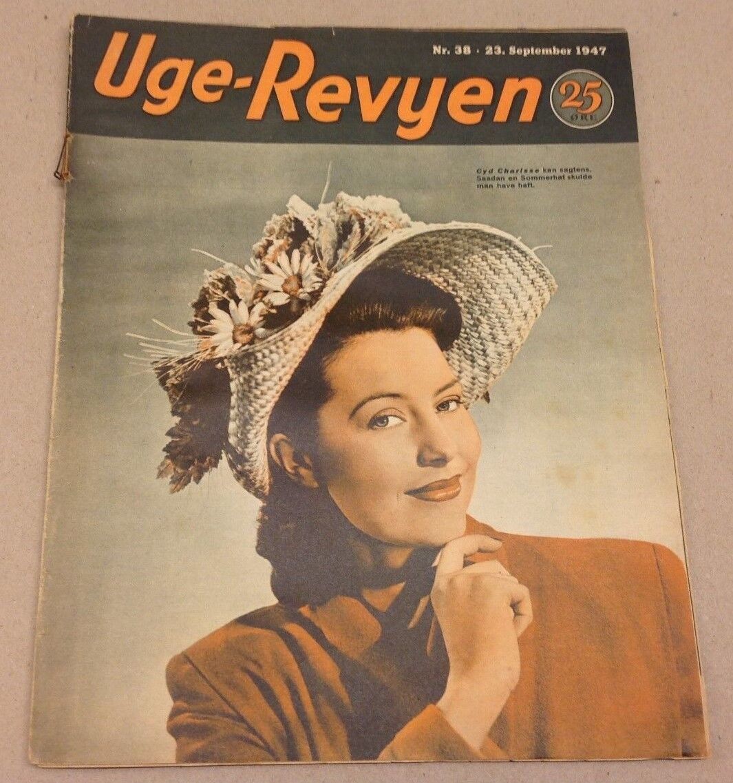 Cyd Charisse On Cover Original Vtg Danish Magazine December 1947 "Uge-Revyen"