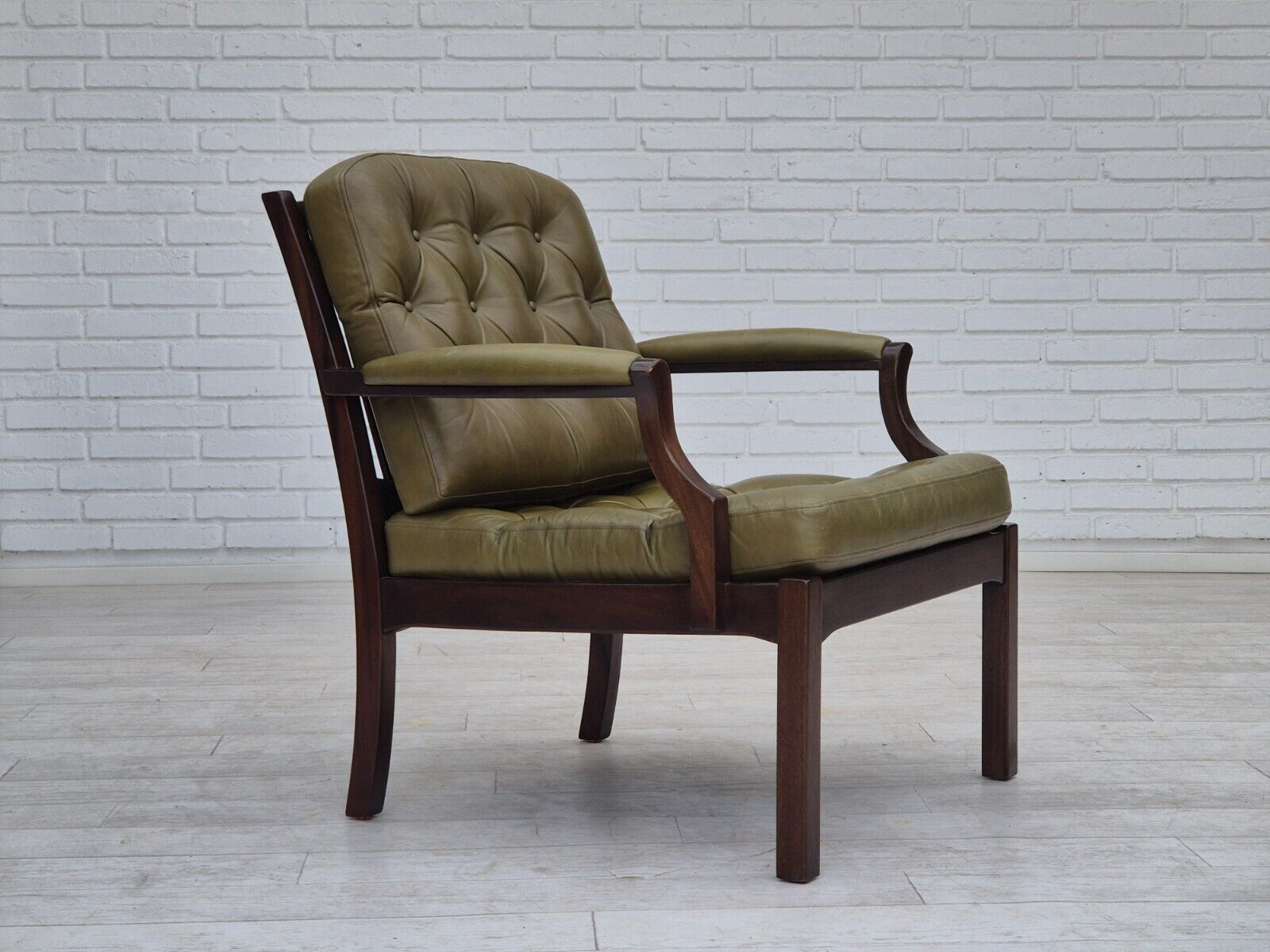 1970s Scandinavian armchair original condition furniture leather solid teak