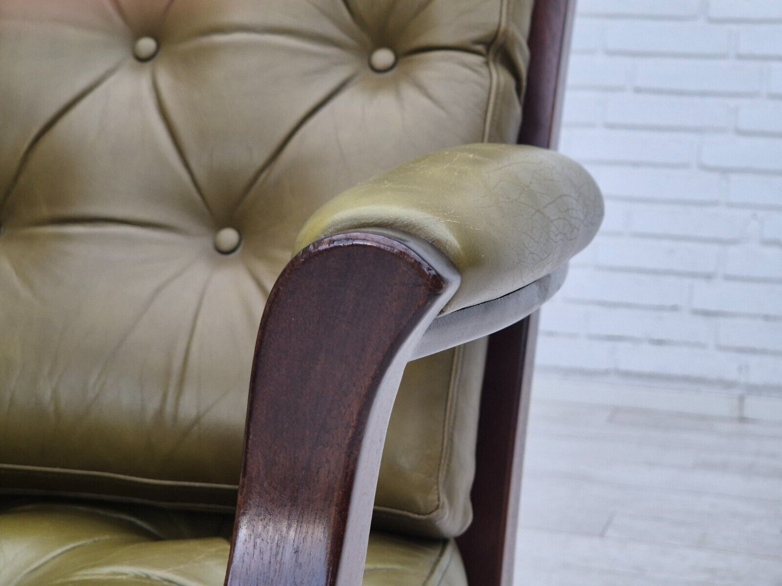 1970s Scandinavian armchair original condition furniture leather solid teak