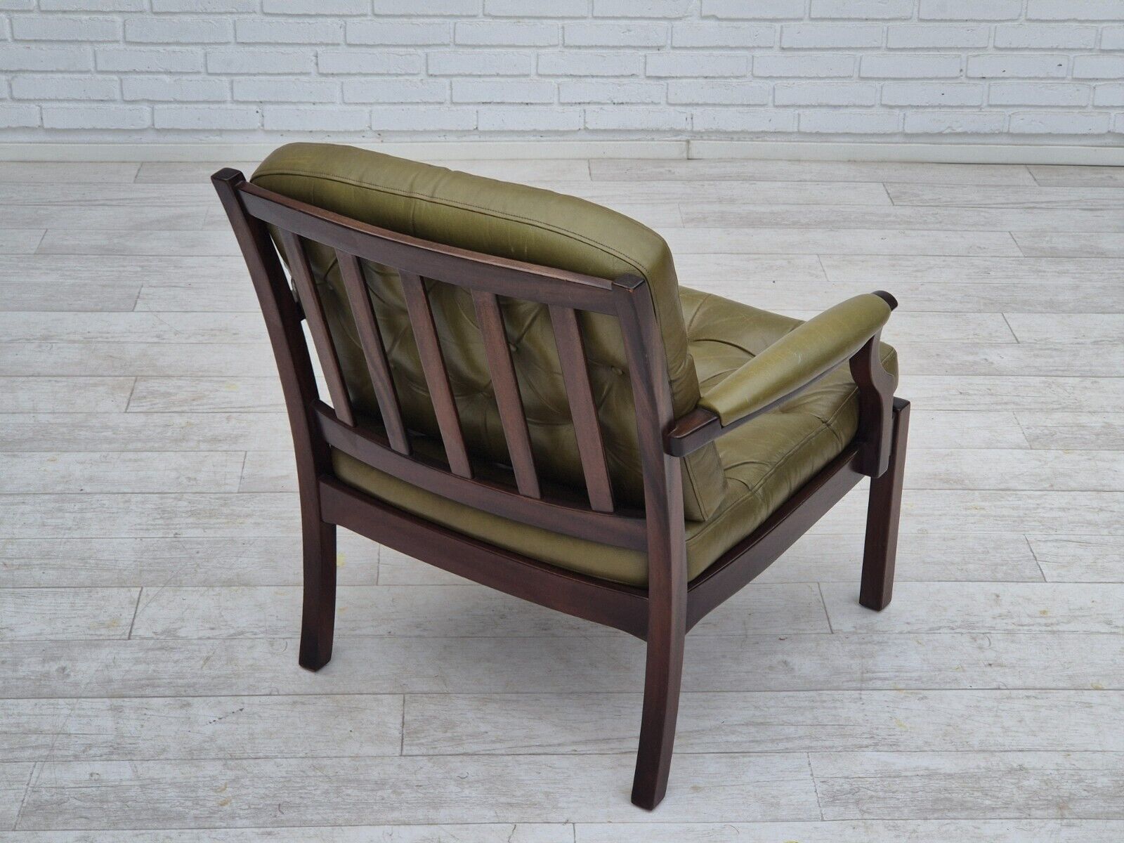 1970s Scandinavian armchair original condition furniture leather solid teak