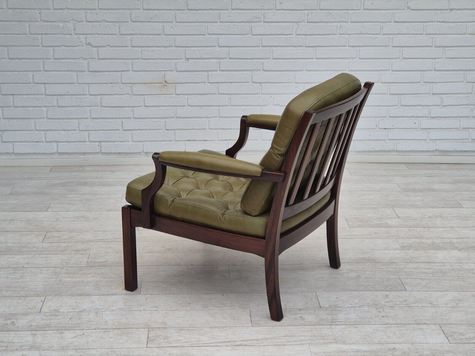 1970s Scandinavian armchair original condition furniture leather solid teak