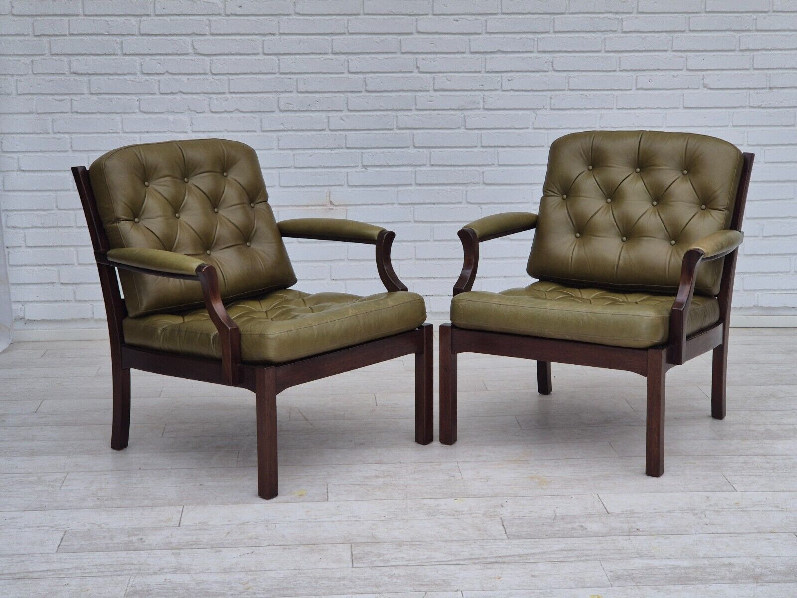 1970s Scandinavian armchair original condition furniture leather solid teak