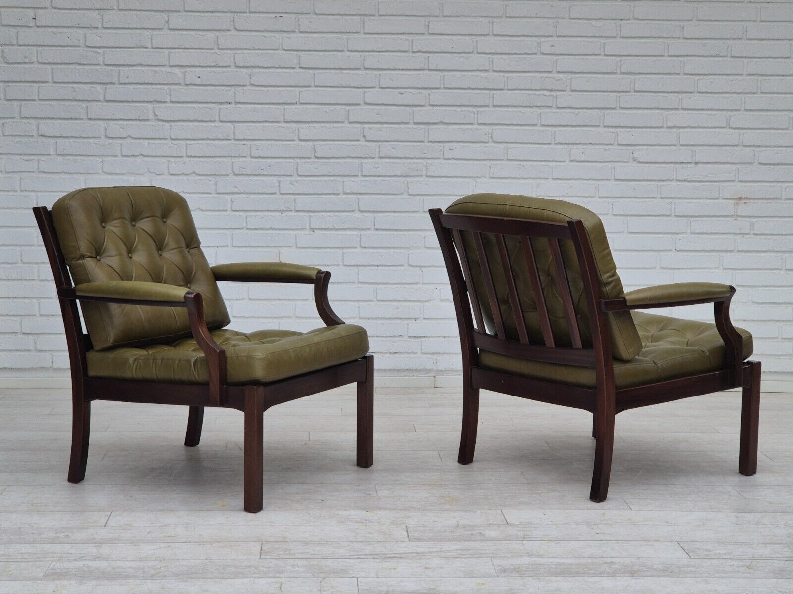 1970s Scandinavian armchair original condition furniture leather solid teak