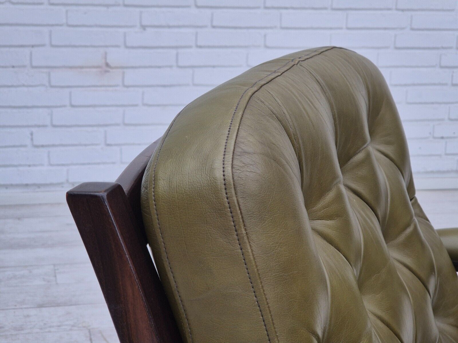 1970s Scandinavian armchair original condition furniture leather solid teak