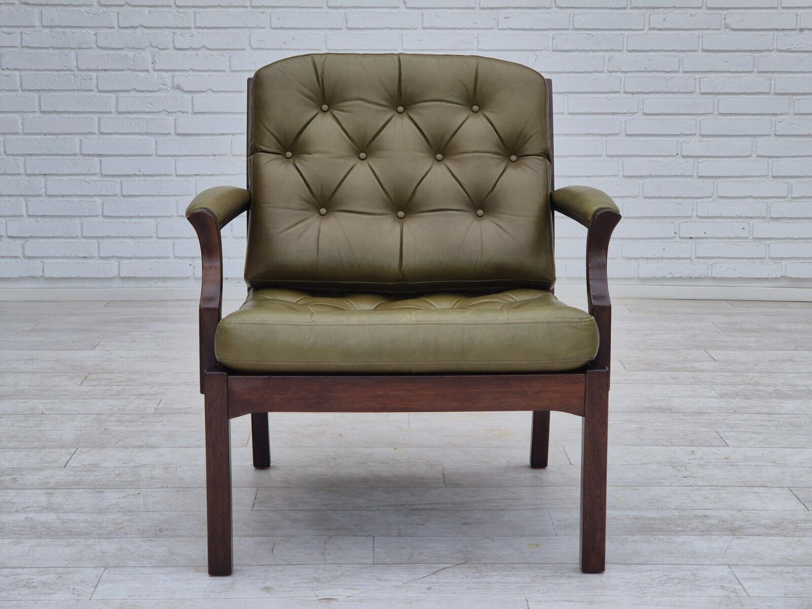 1970s Scandinavian armchair original condition furniture leather solid teak