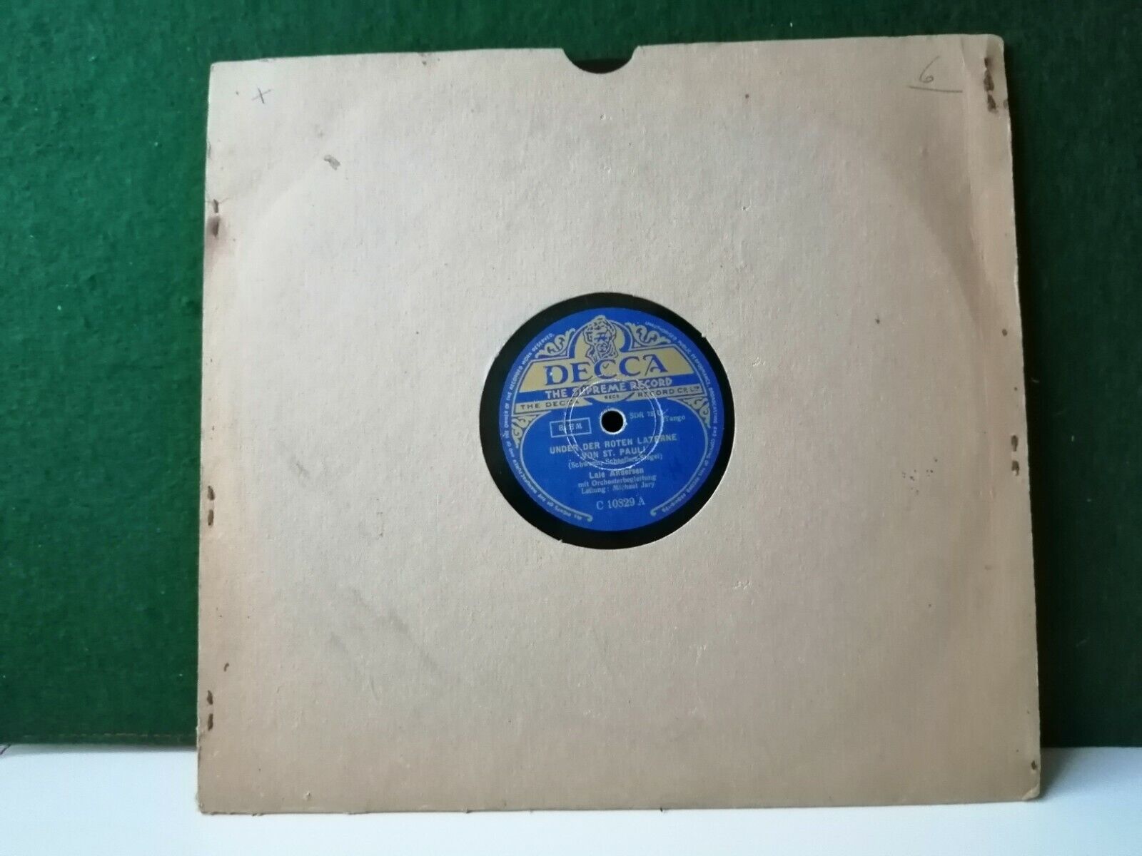 78 rpm shellac recordLALE ANDERSEN"Unter Der Roten Lanterne/Kleines Sommermärc