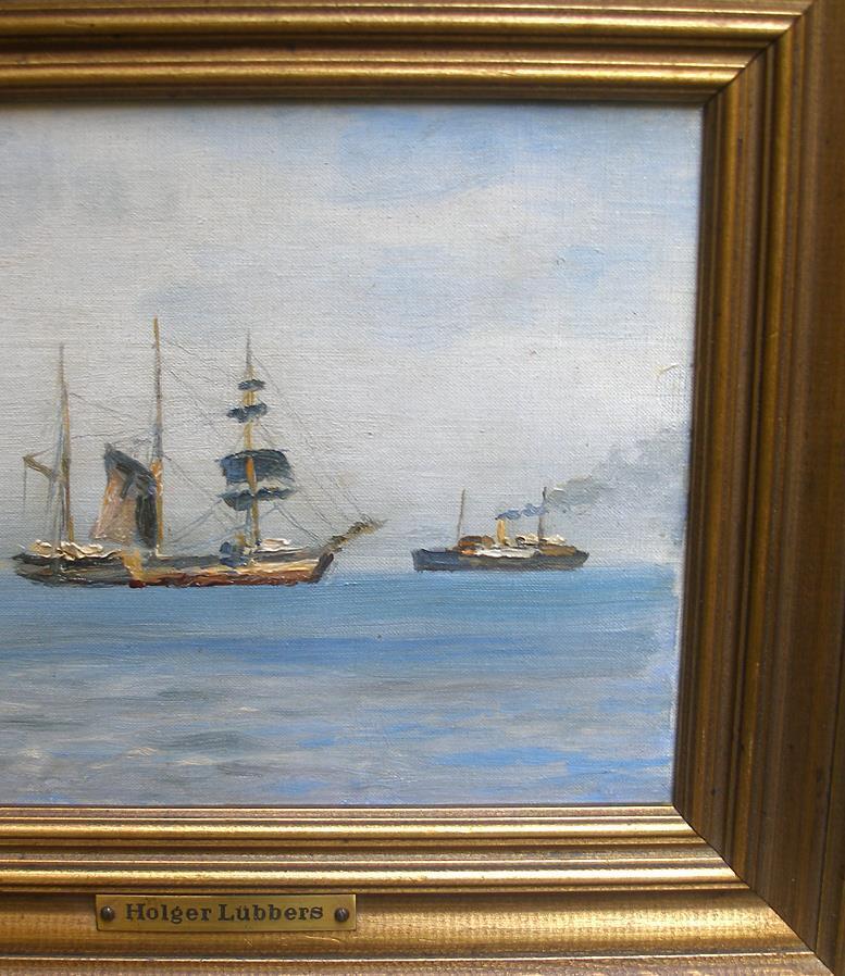 Holger Lübbers (1850) Merchant vessels and steamer on Oresund strait Ca 1880