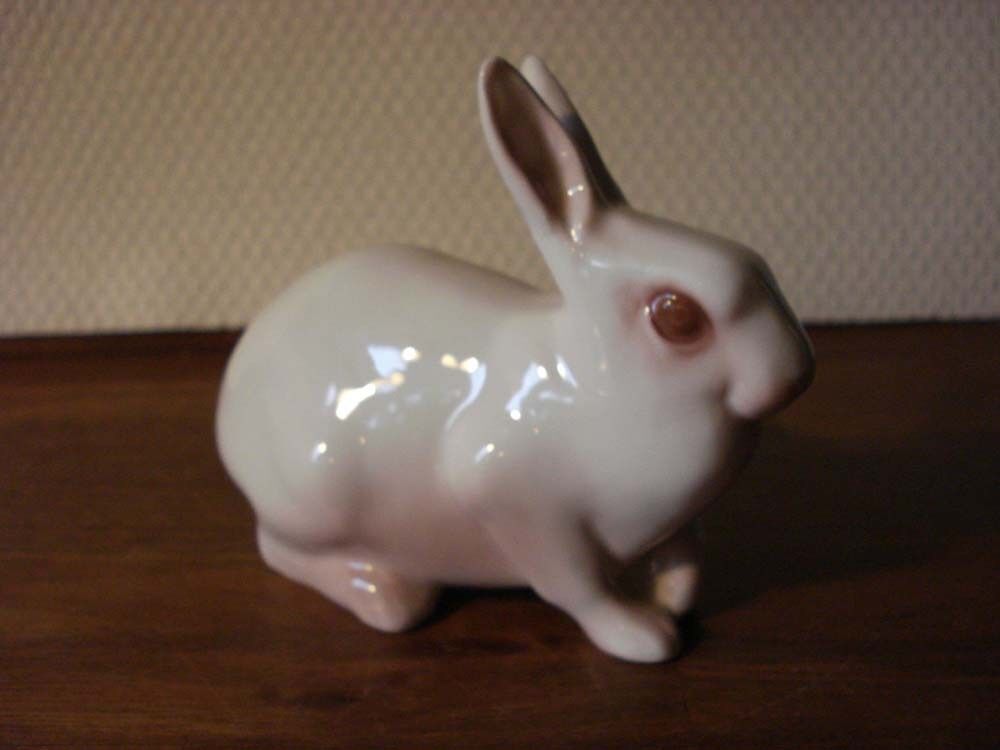 WHITE RABBIT SITTING w Ears Up # 2442 by Bing & Grondahl Royal Copenhagen