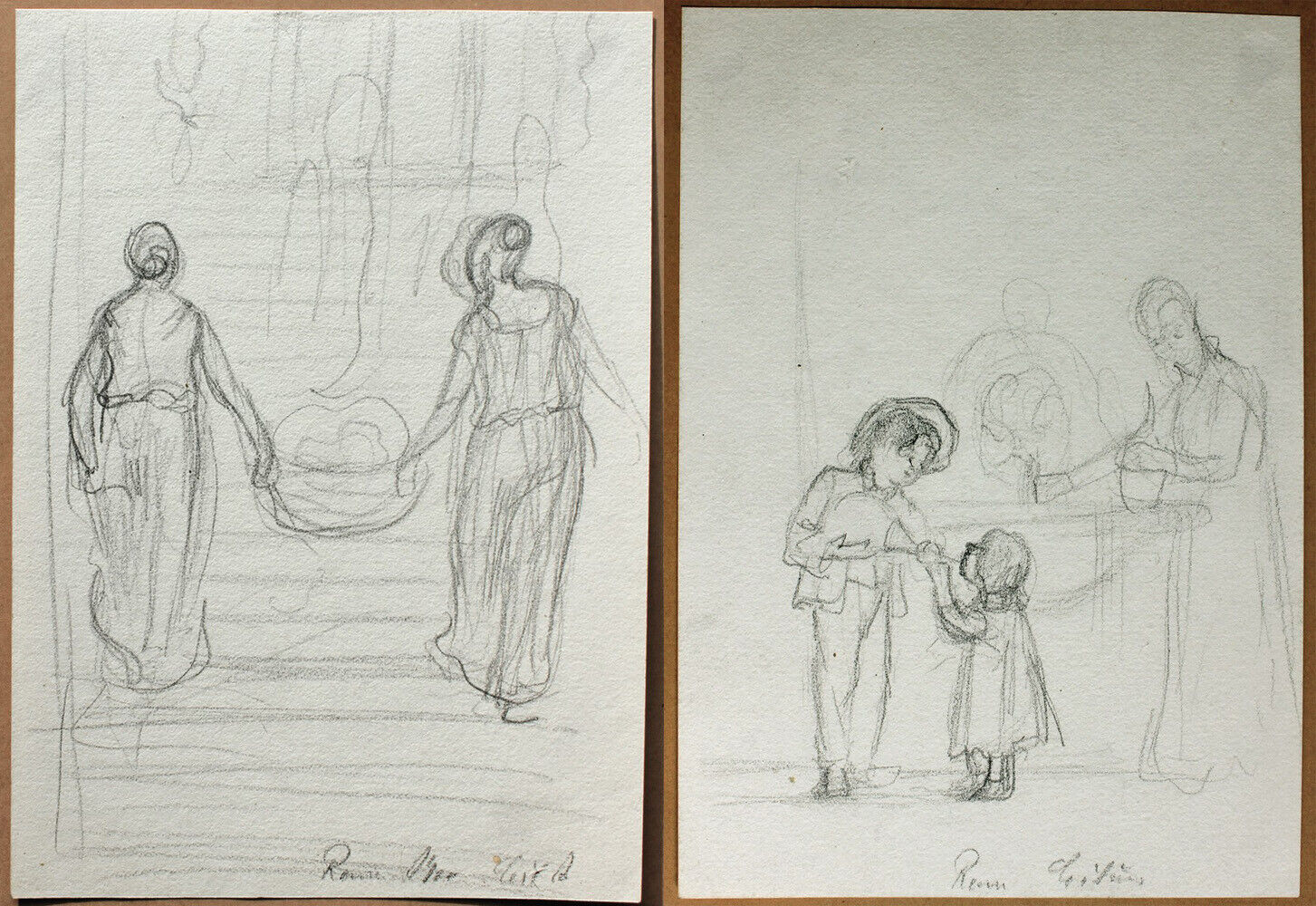 Cilius Andersen drawings A pair of sketches from Rome Italy dated 1900 (2)