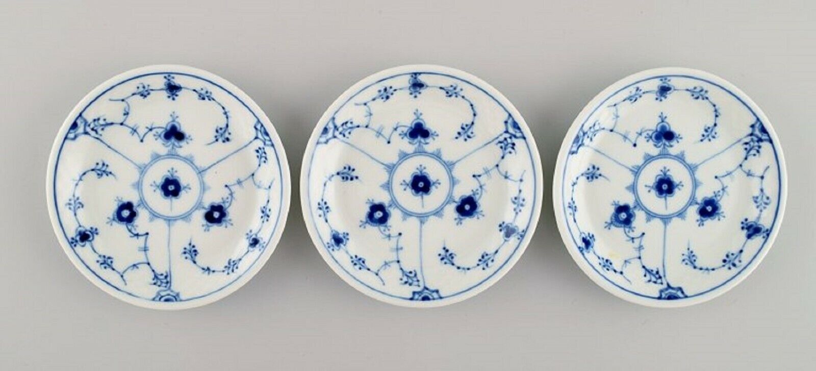 Three Bing  Grøndahl Blue Fluted bottle trays Mid 20th century