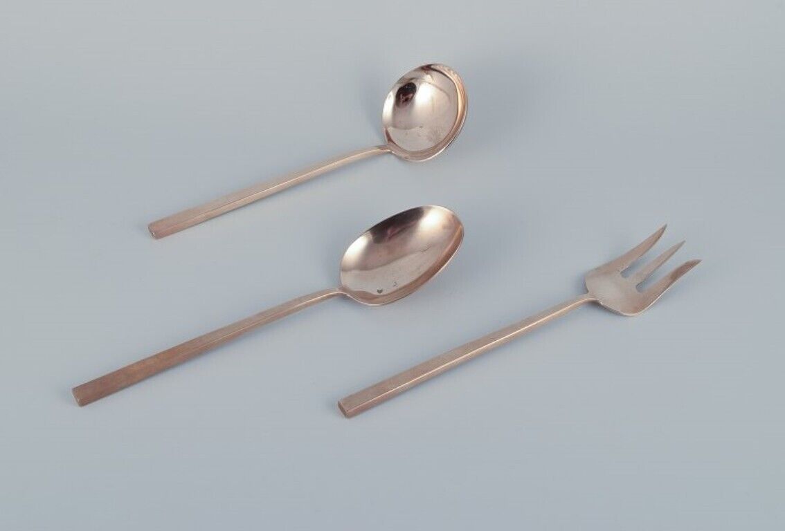 Sigvard Bernadotte 'Scanline' cutlery set in brass Dinner service for  6 people