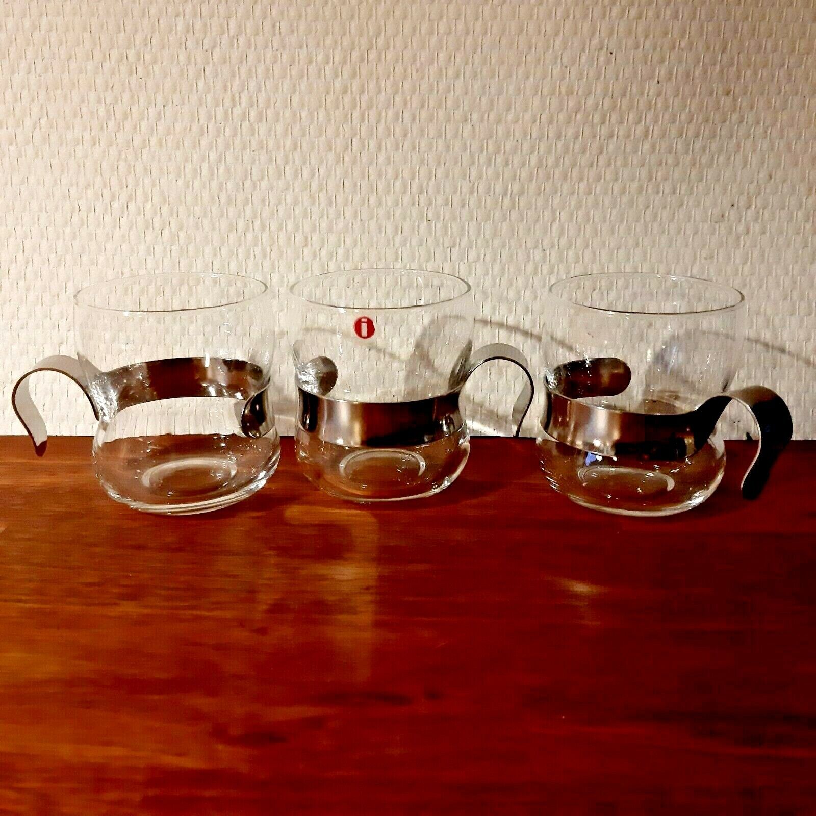 3 PAULA Hot Drink Glasses by Jorma Vennola for IITTALA Finland