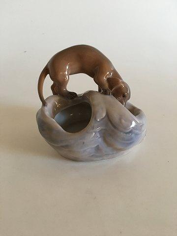 Royal Copenhagen Art Nouveau Dog on Mound Dish No 693 Measures 11cm high and in