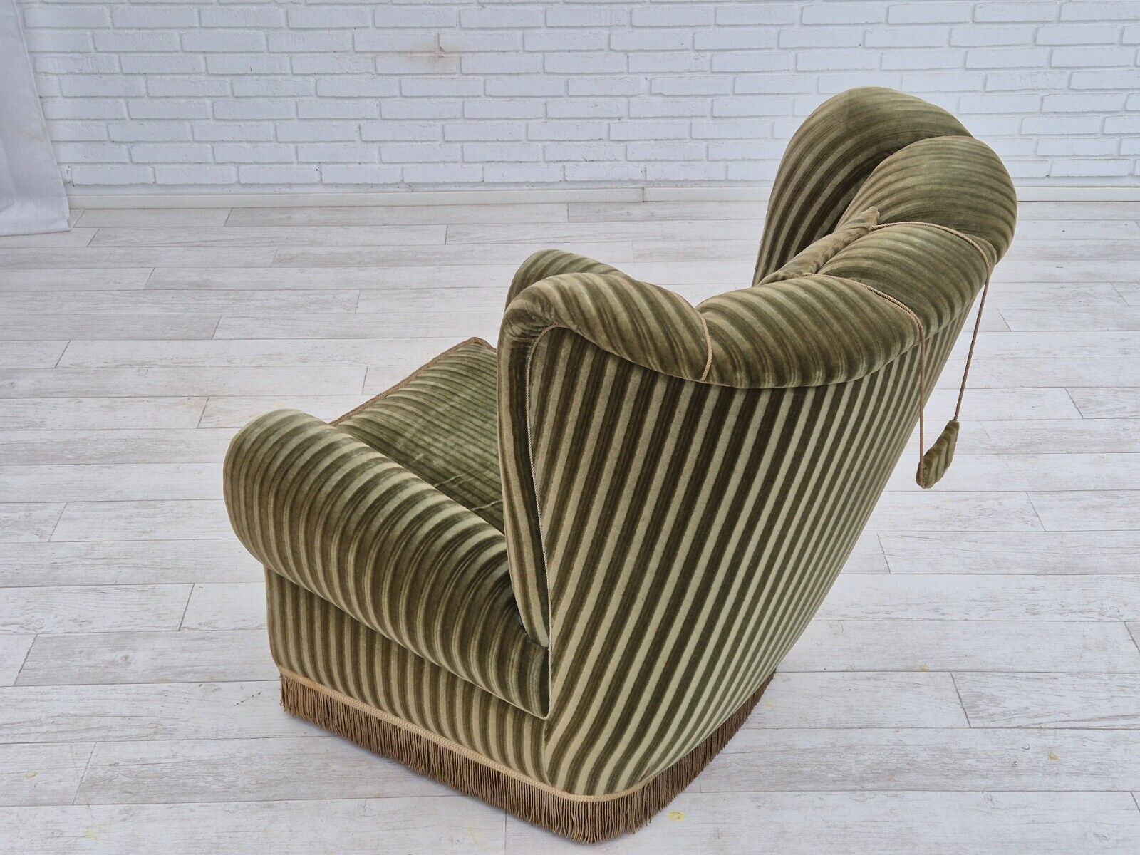 1960s Danish highback relax armchair original condition green velour